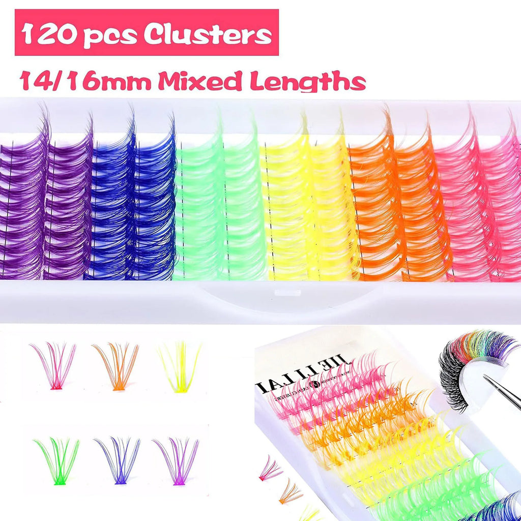 DIY Lash extensions Colorful Individual False eyelashes Colored Wispy Spikes Glitter Manga Lashes Cluster eyelash cosplay makeup