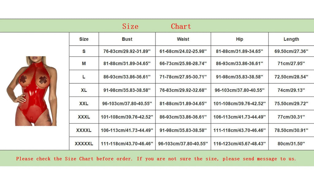 Latex Leather Baby Doll Women Fishnet See-Through Halter Backless Onesie Teddy Women Erotic Lingeries Red Black Leather Bodysuit