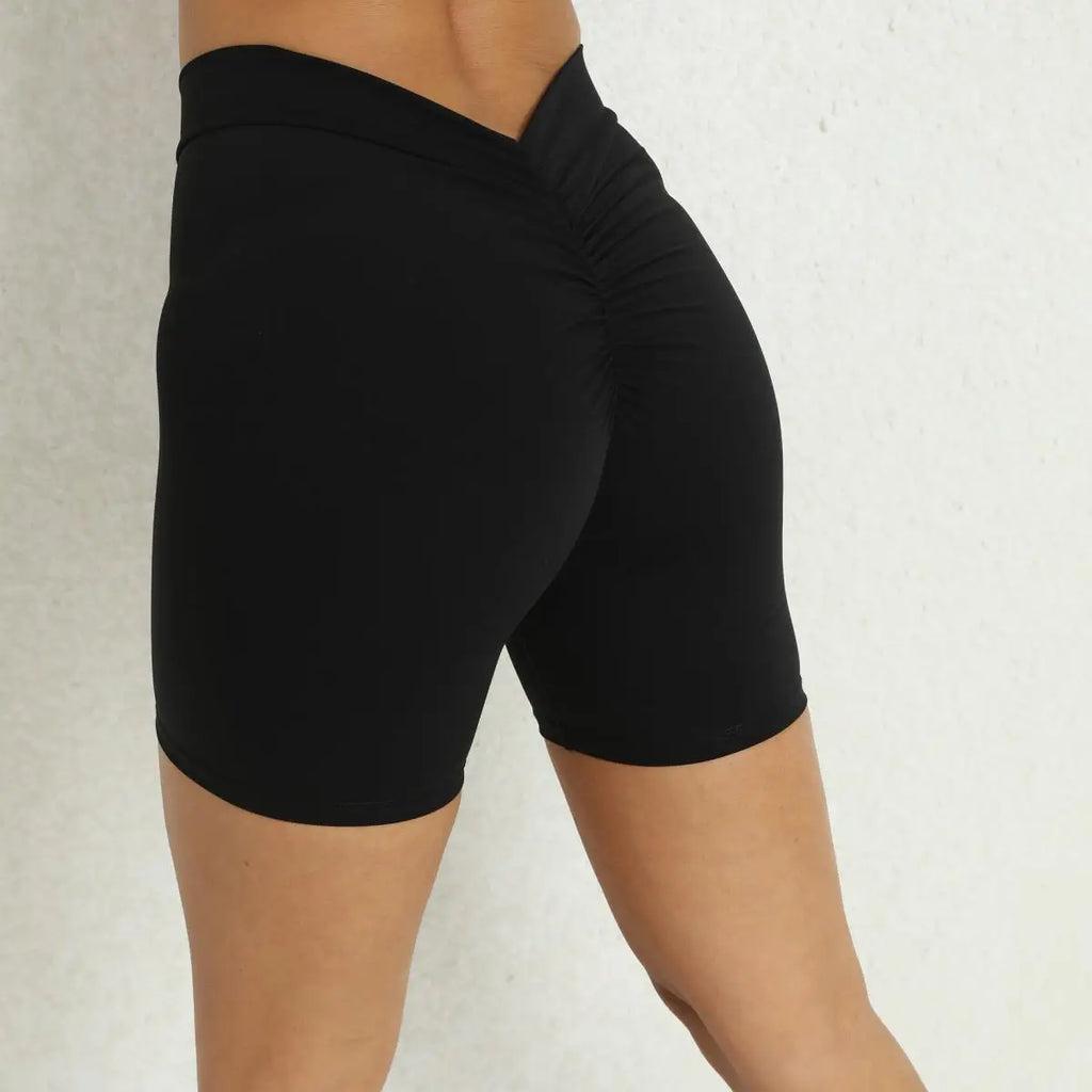 Womens Gym Scrunch Butt Lifting Workout Shorts High Waisted V Back Yoga Booty Biker Shorts