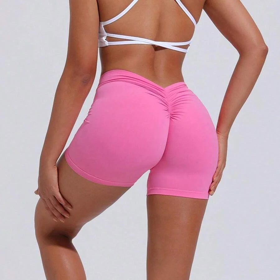 Women's High Waist Sexy V Back Yoga Shorts For Tummy Control Fitness Athletic Workout Running Shorts Sport For Workout Sport