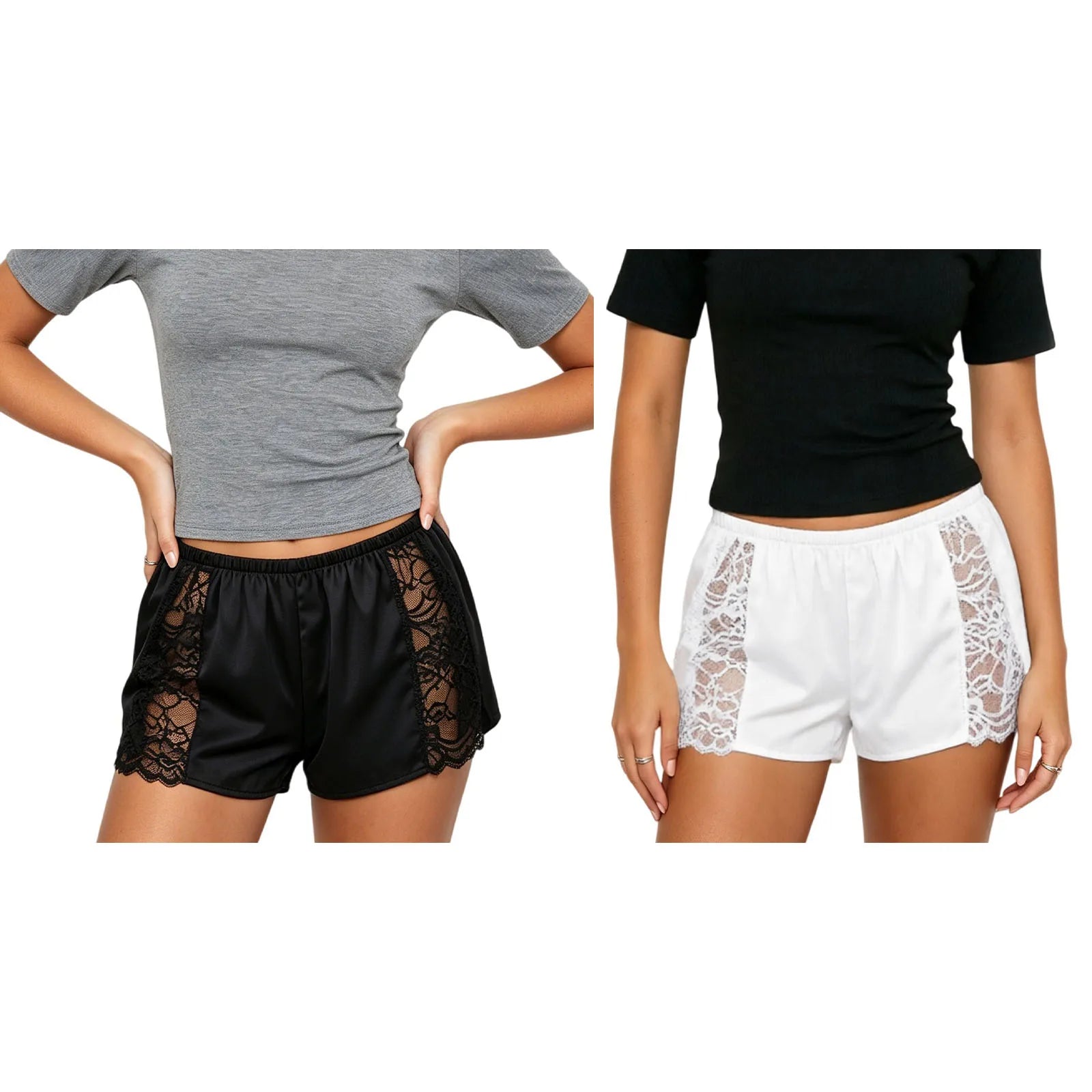 Satin Mini Mini-Shorts Pajamas Satin Mini Shorts Shorts Satin Patchwork Professional Satin Mini Mini-Shorts