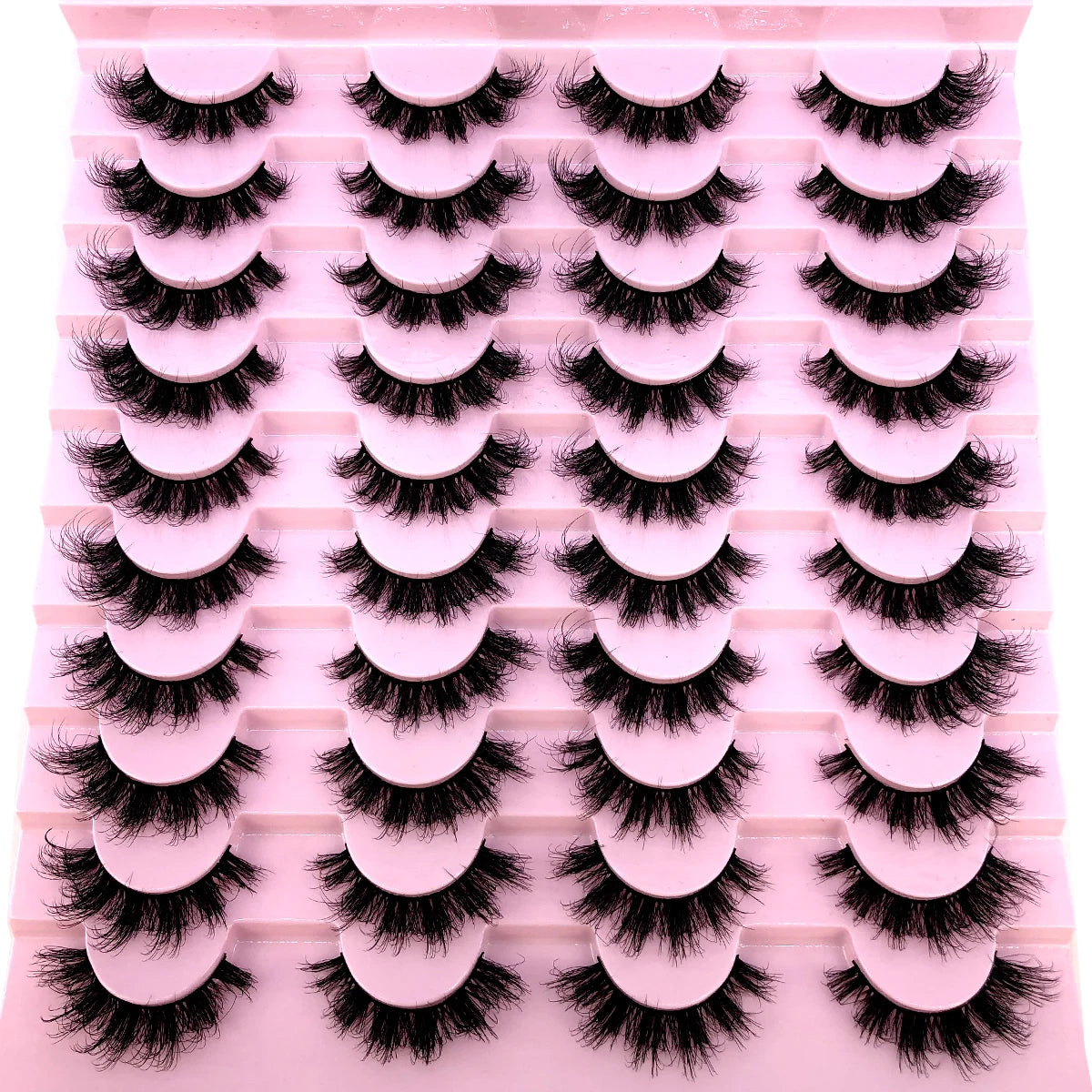 20 pairs 3D Mink Lashes Cat Eyelashes Fluffy Wispy Volume Lashes Natural Feathery Effect Lightweight Flexible Band Fake Lashes
