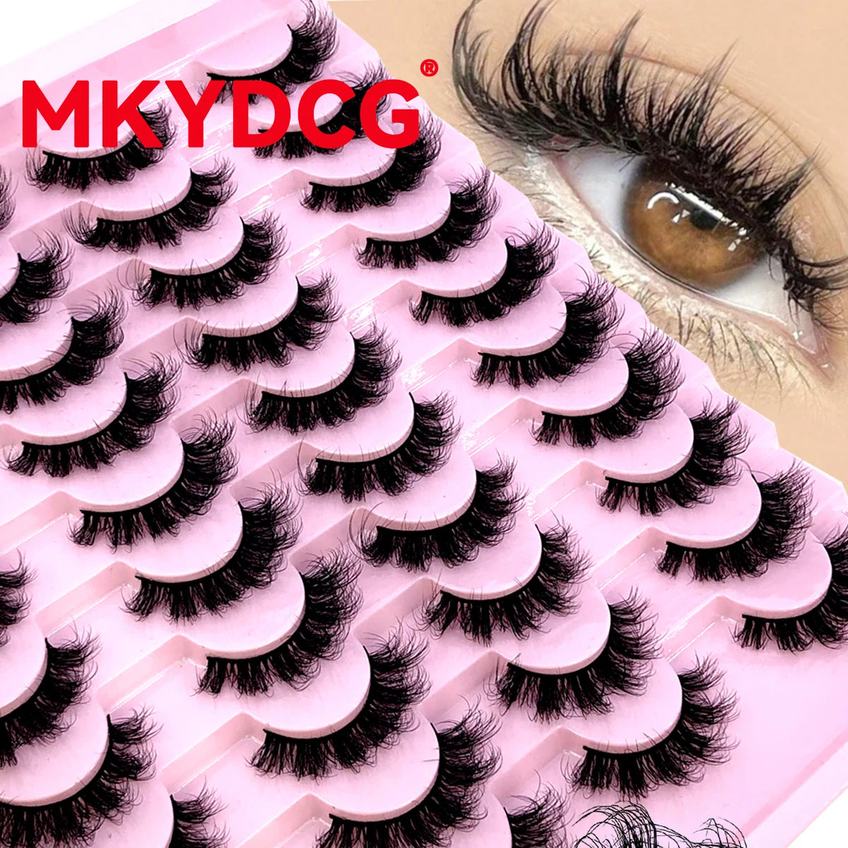 20 pairs 3D Mink Lashes Cat Eyelashes Fluffy Wispy Volume Lashes Natural Feathery Effect Lightweight Flexible Band Fake Lashes