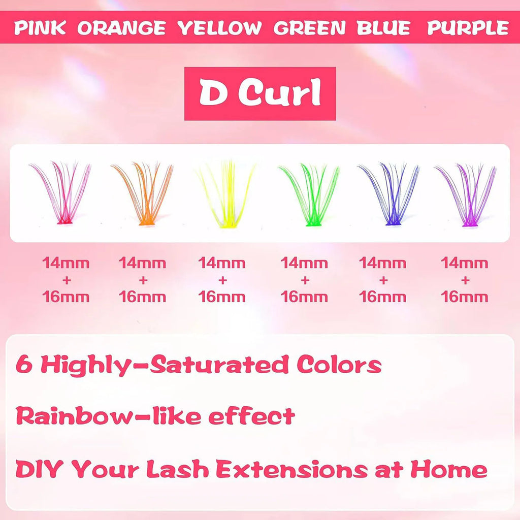 DIY Lash extensions Colorful Individual False eyelashes Colored Wispy Spikes Glitter Manga Lashes Cluster eyelash cosplay makeup