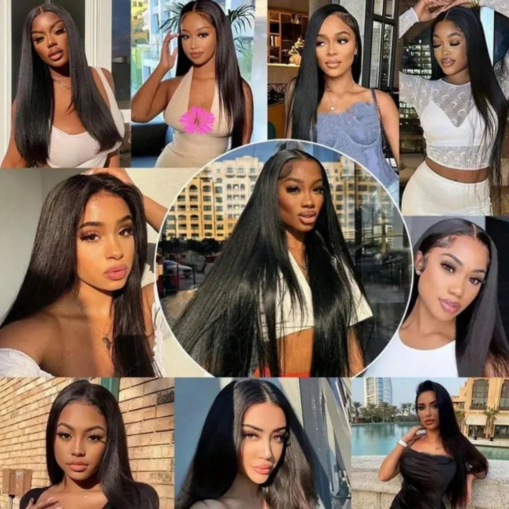 250% Brazilian Straight Human Hair Wigs 13x4 13x6 HD Transparent Lace Front Wigs Pre Plucked Baby Hair Natural Hairline Wigs For Black Women