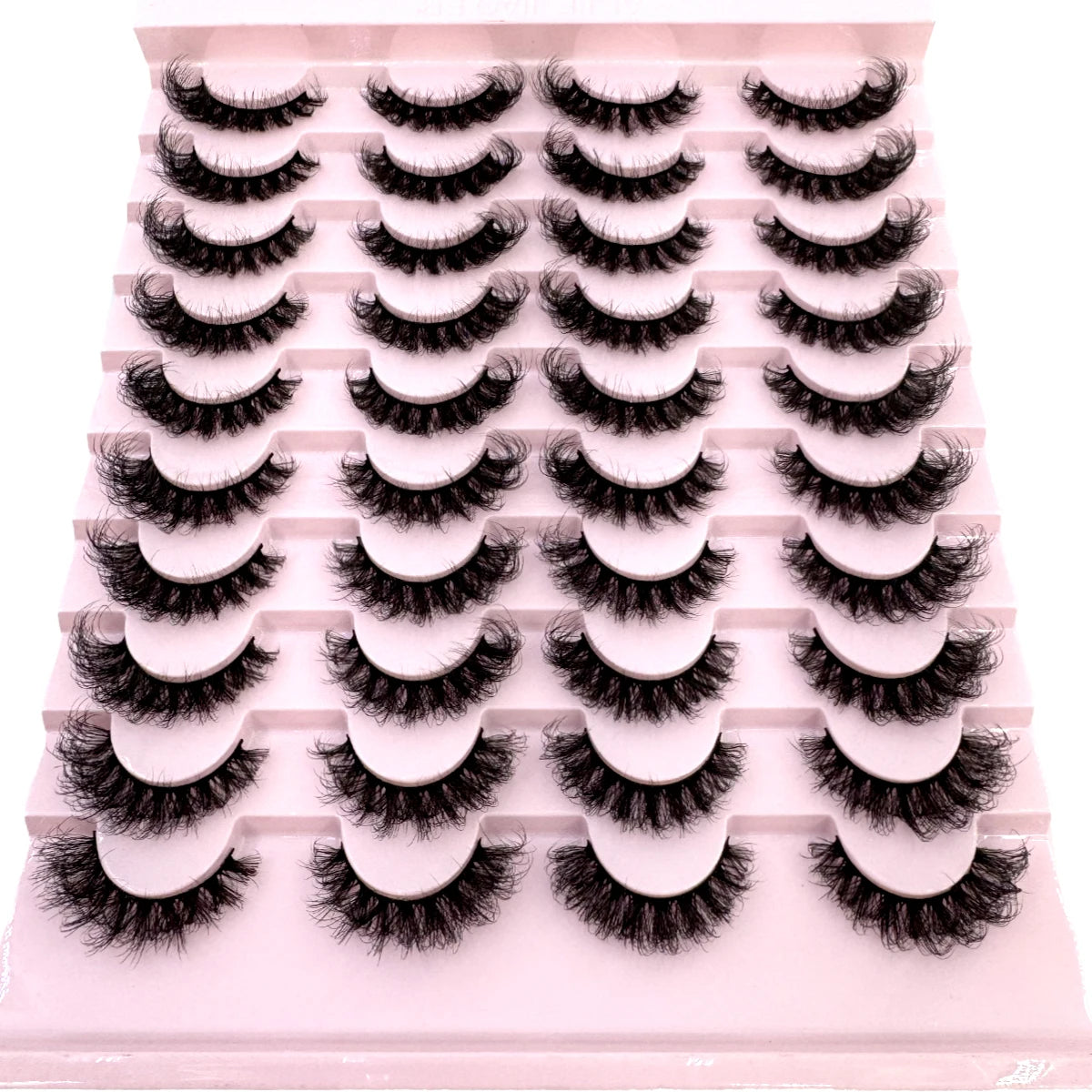 20 pairs 3D Mink Lashes Cat Eyelashes Fluffy Wispy Volume Lashes Natural Feathery Effect Lightweight Flexible Band Fake Lashes
