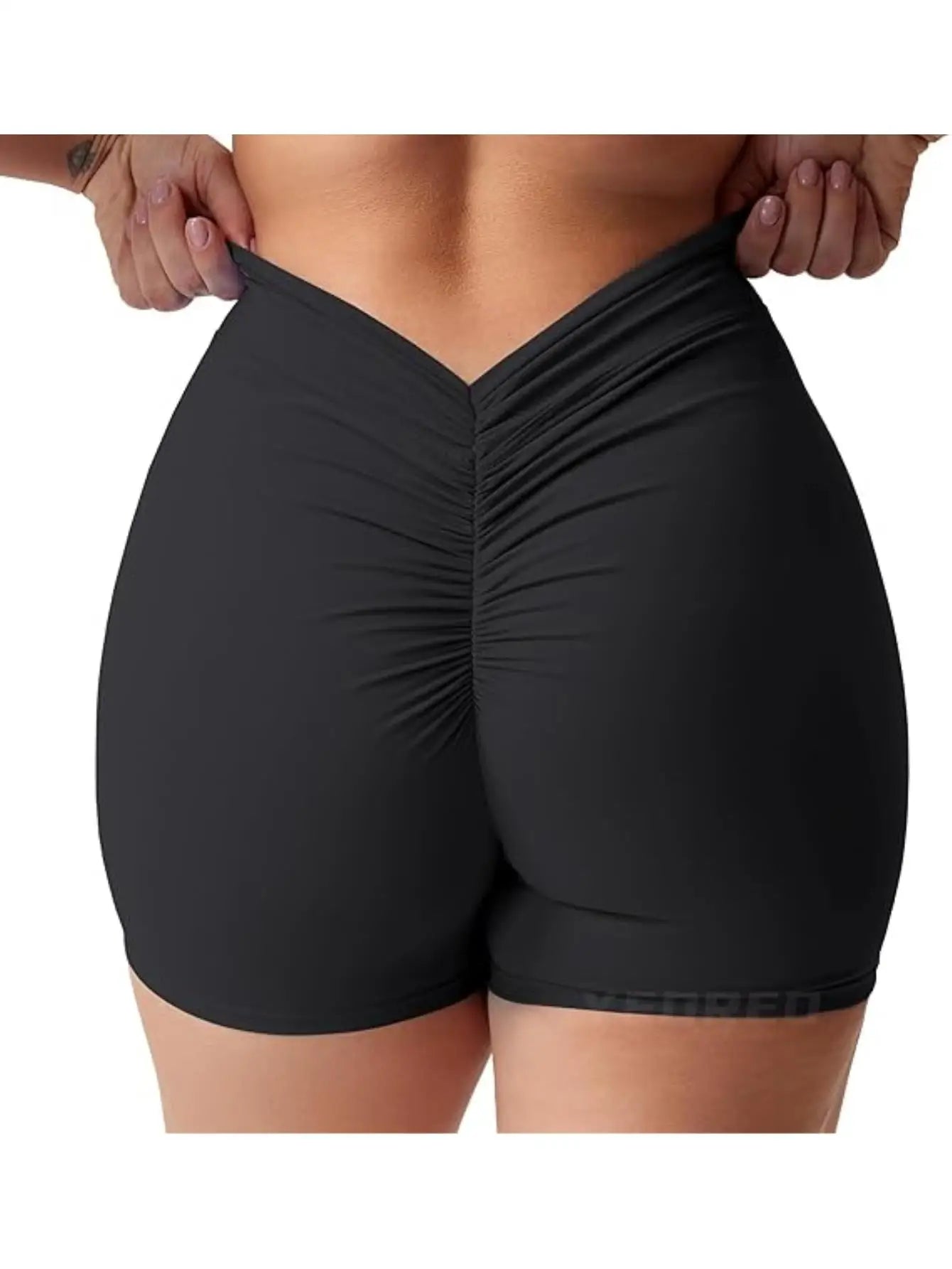 Womens Gym Scrunch Butt Lifting Workout Shorts High Waisted V Back Yoga Booty Biker Shorts