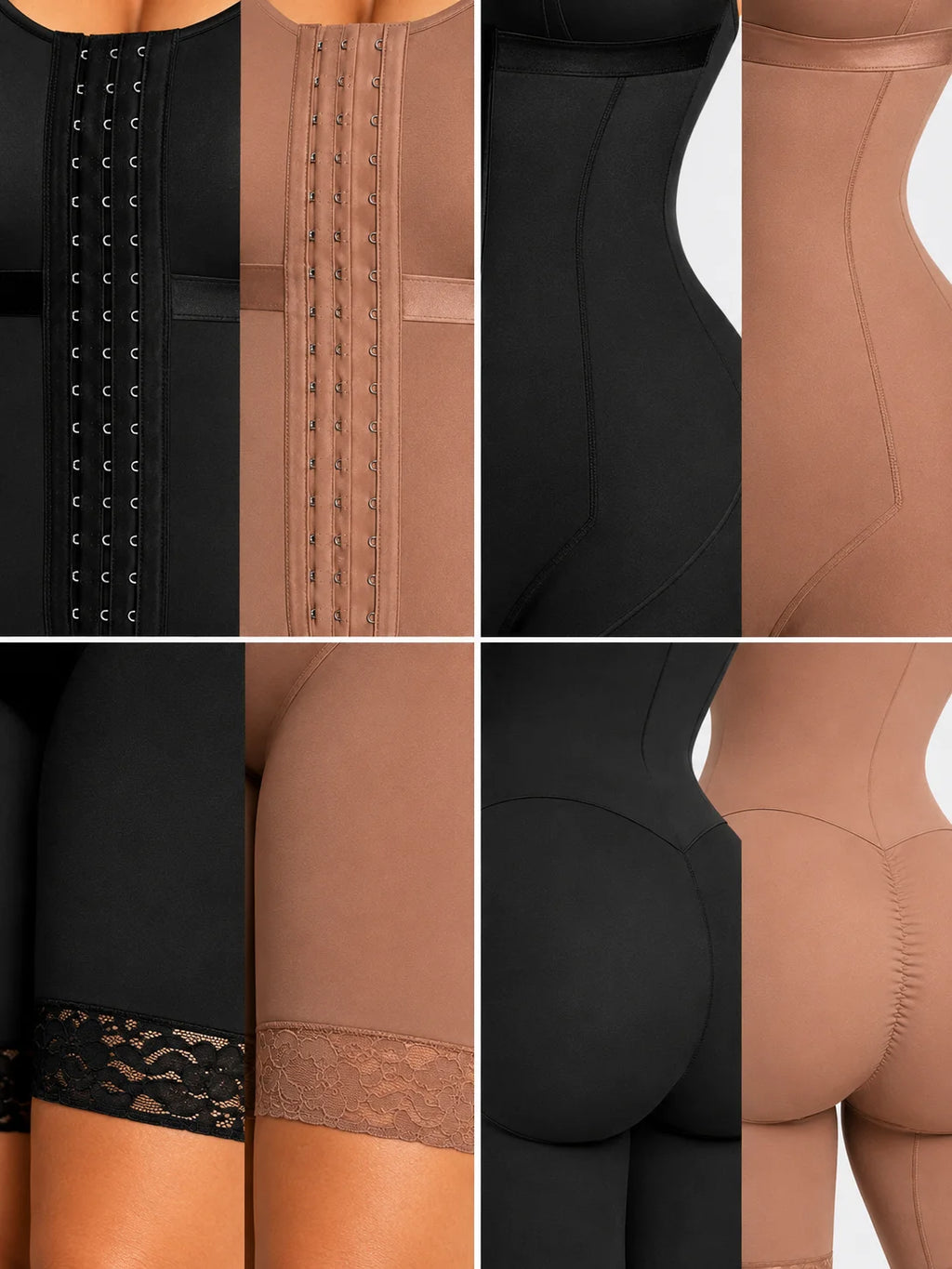 Women Plus Size Full Body Shaper, Front Hook Closure Mid‑Thigh Bodysuit Shapewear, Butt Lifter Tummy Control Compression Shapewear with Lace Hem for Postpartum Daily