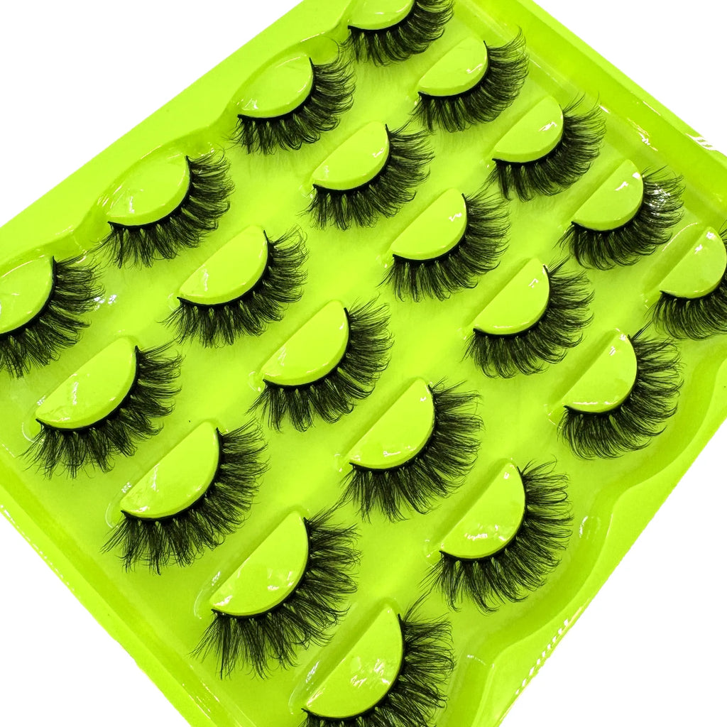 New 10 Pairs 3D Faux Mink Lashes Wispy Fluffy 25MM False Eyelashes Thick Volume Dramatic Cat Eye Lashes Long Strip Wispy Makeup