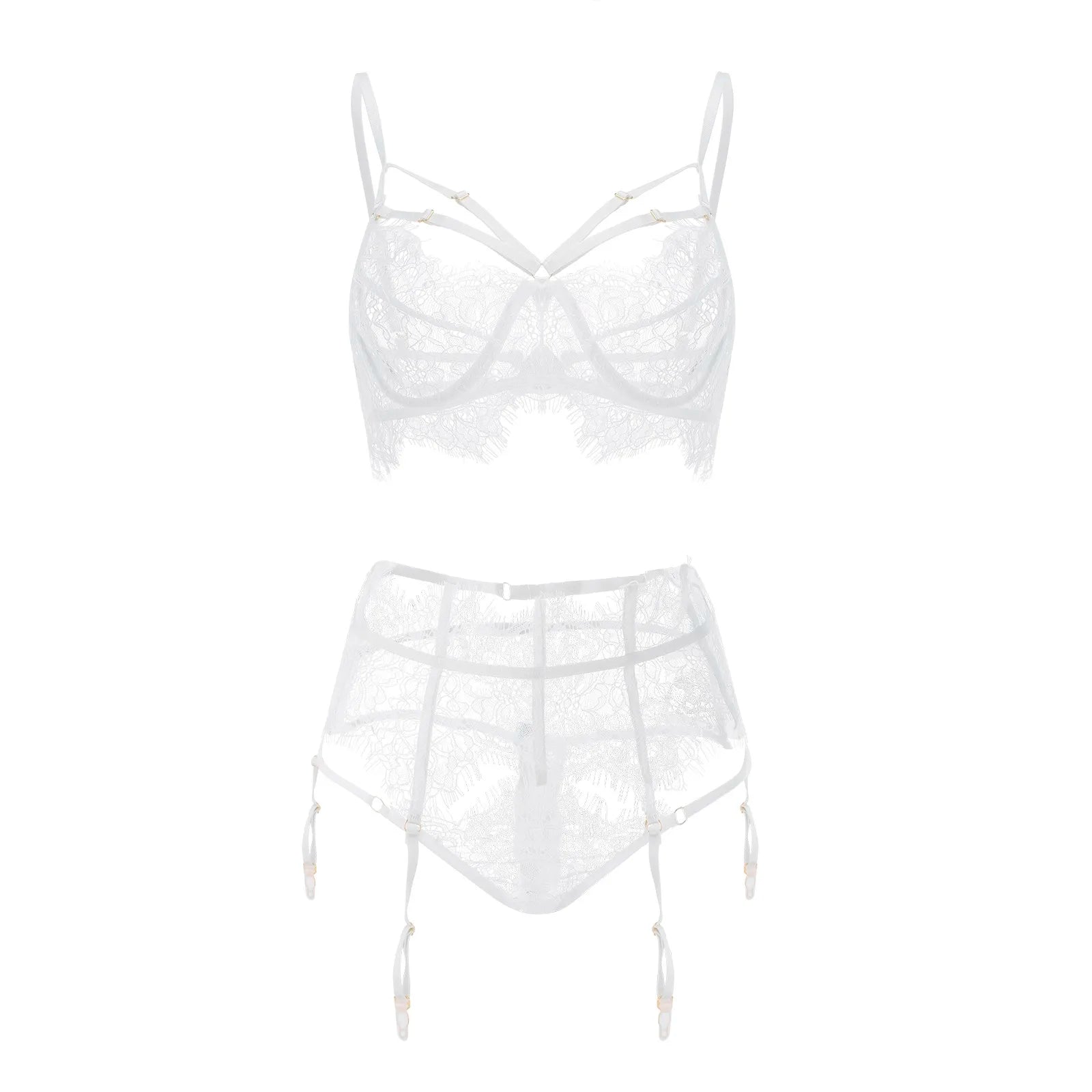 Plus Size Lingerie Sets for Women Floral Lace Bra Sets Eroctic Lingerie 3 Piece Women Sexy Underwear Thin Bra and Panties Set