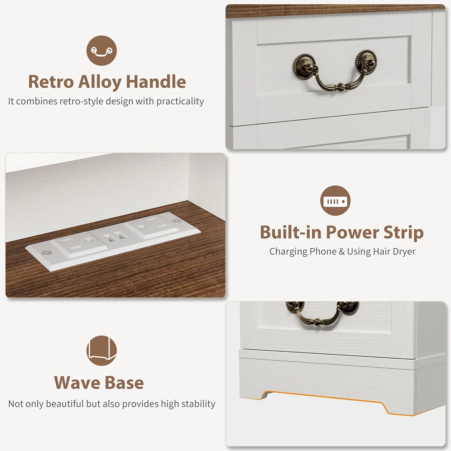 47.2in Vanity Desk With LED Mirror Lights, Chair, 10 Drawers 8 Shelves, Power Outlets USB Ports Makeup Table For Bedroom