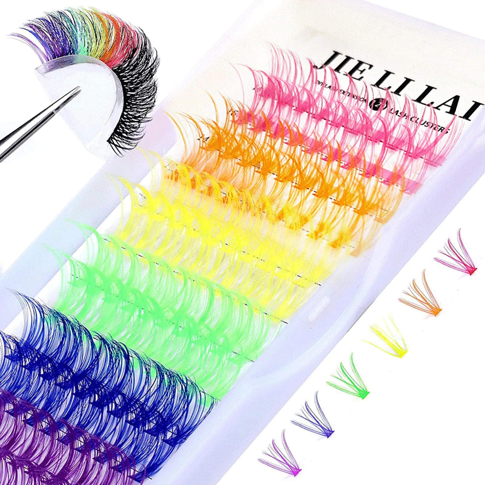 DIY Lash extensions Colorful Individual False eyelashes Colored Wispy Spikes Glitter Manga Lashes Cluster eyelash cosplay makeup