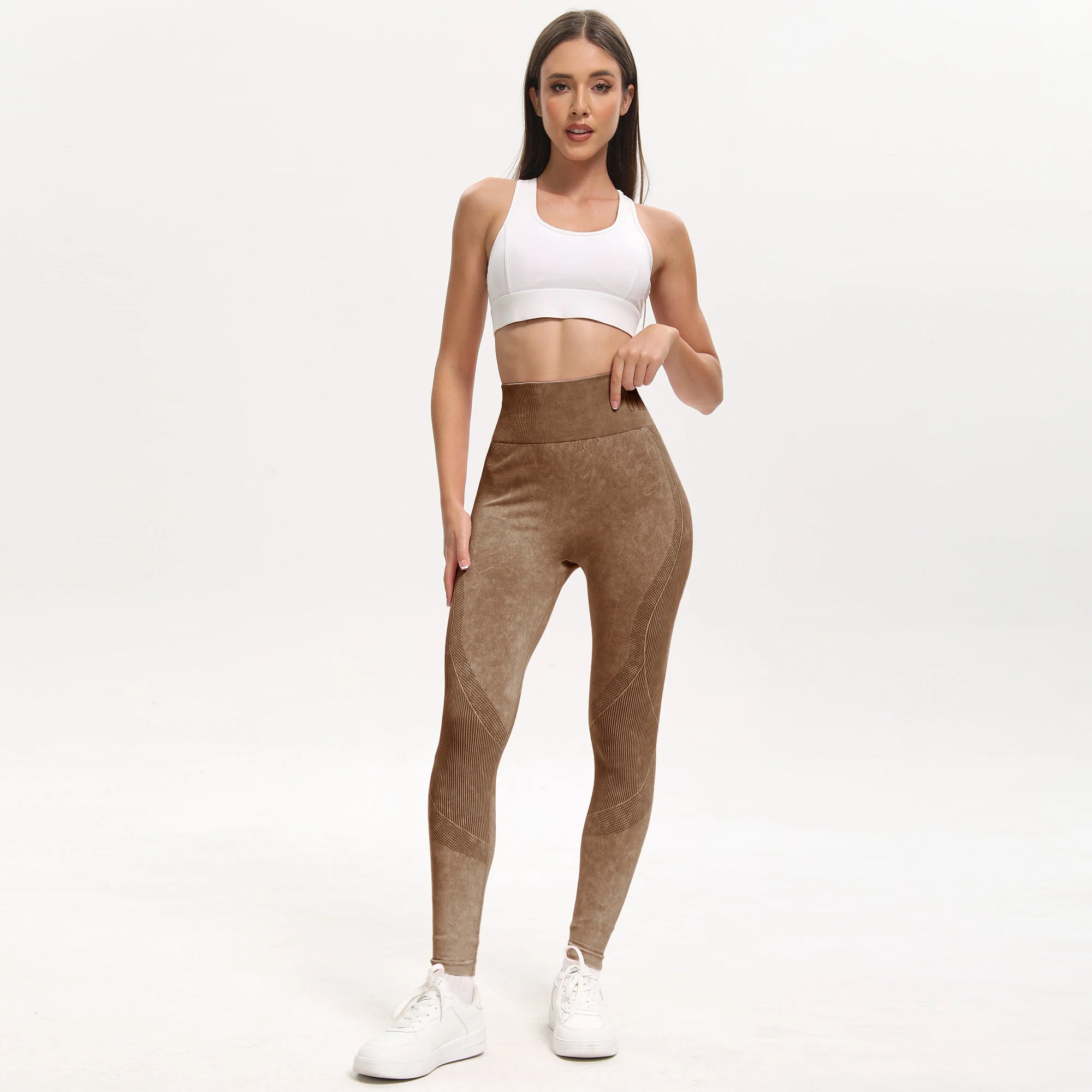 2 Pack Women's High Waisted Sexy Butt Lifting Seamless Solid Color Yoga Leggings Elastic And Breathable Fitness Sports Pants