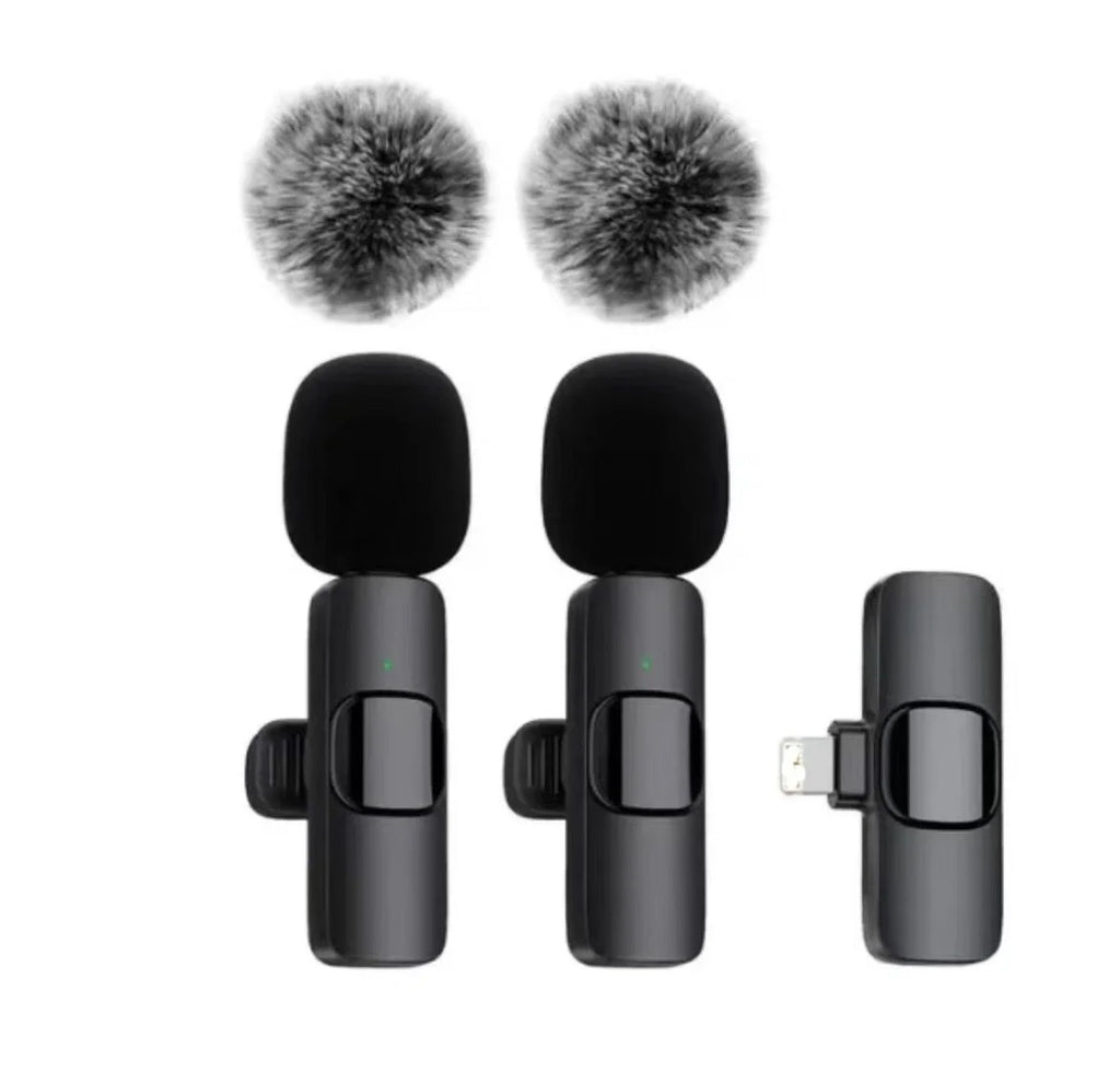 Ultra-Clear Dual Wireless Lavalier Microphone Kit -2 Pcs Wireless Lavalier Microphone, Mini Clip-on Mic for iPhone Android iPad, Crystal Clear Sound Quality