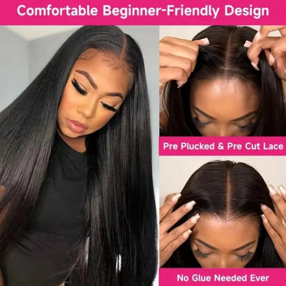 250% Brazilian Straight Human Hair Wigs 13x4 13x6 HD Transparent Lace Front Wigs Pre Plucked Baby Hair Natural Hairline Wigs For Black Women
