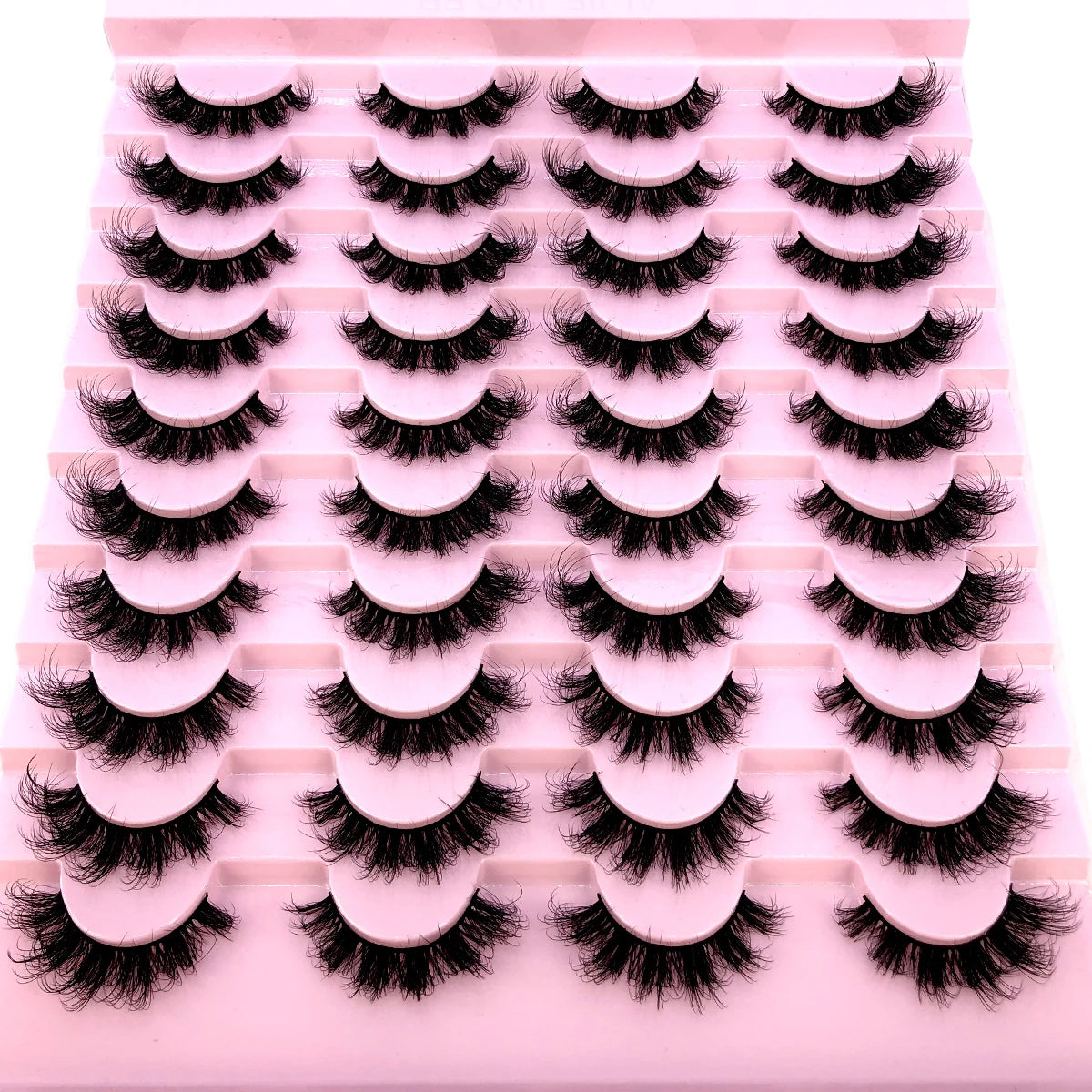 20 pairs 3D Mink Lashes Cat Eyelashes Fluffy Wispy Volume Lashes Natural Feathery Effect Lightweight Flexible Band Fake Lashes